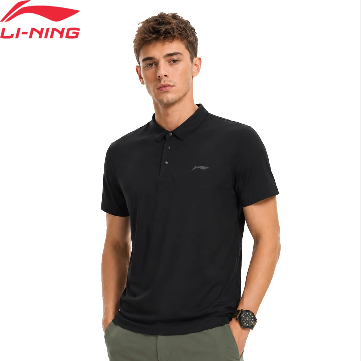 Li-Ning Men's Training Polo Shirts LN COOL 74%Polyamide 26%Elastane Sun Protection Comfortable LiNing Fitness Sport Tees APLW151