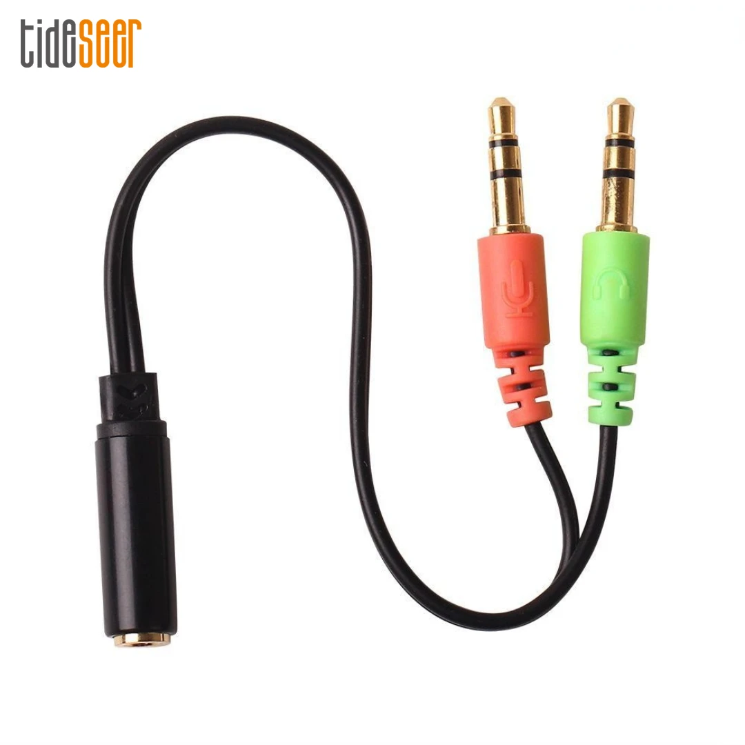 

3.5mm Female To 2 Dual Male Mic AUX Audio Y Splitter Cable Headset to PC Adapter For Mobile Phone Computer Laptop