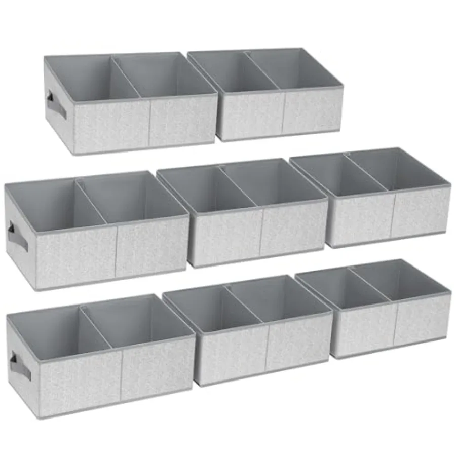 

Корзины для хранения DIMJ для полок, 8 штук – Большие трапециевидные органайзеры для шкафа с ручками и разделителями, складные контейнеры для одежды