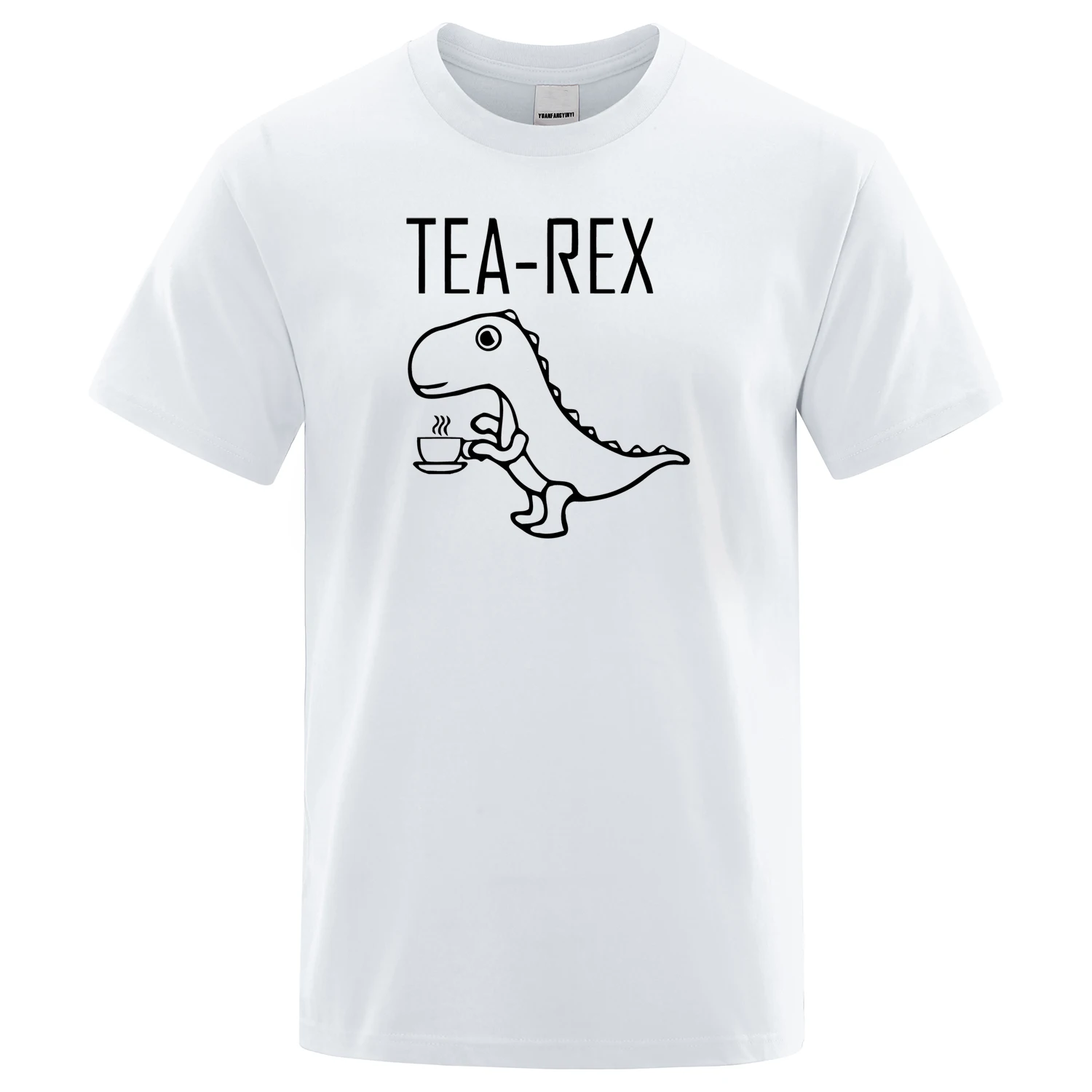 Men's T-Shirts Tea Rex funny dinosaur drink coffee T Shirts Fashion  TShirt High Quality Streetwear Tops Male Tee shirt image 4