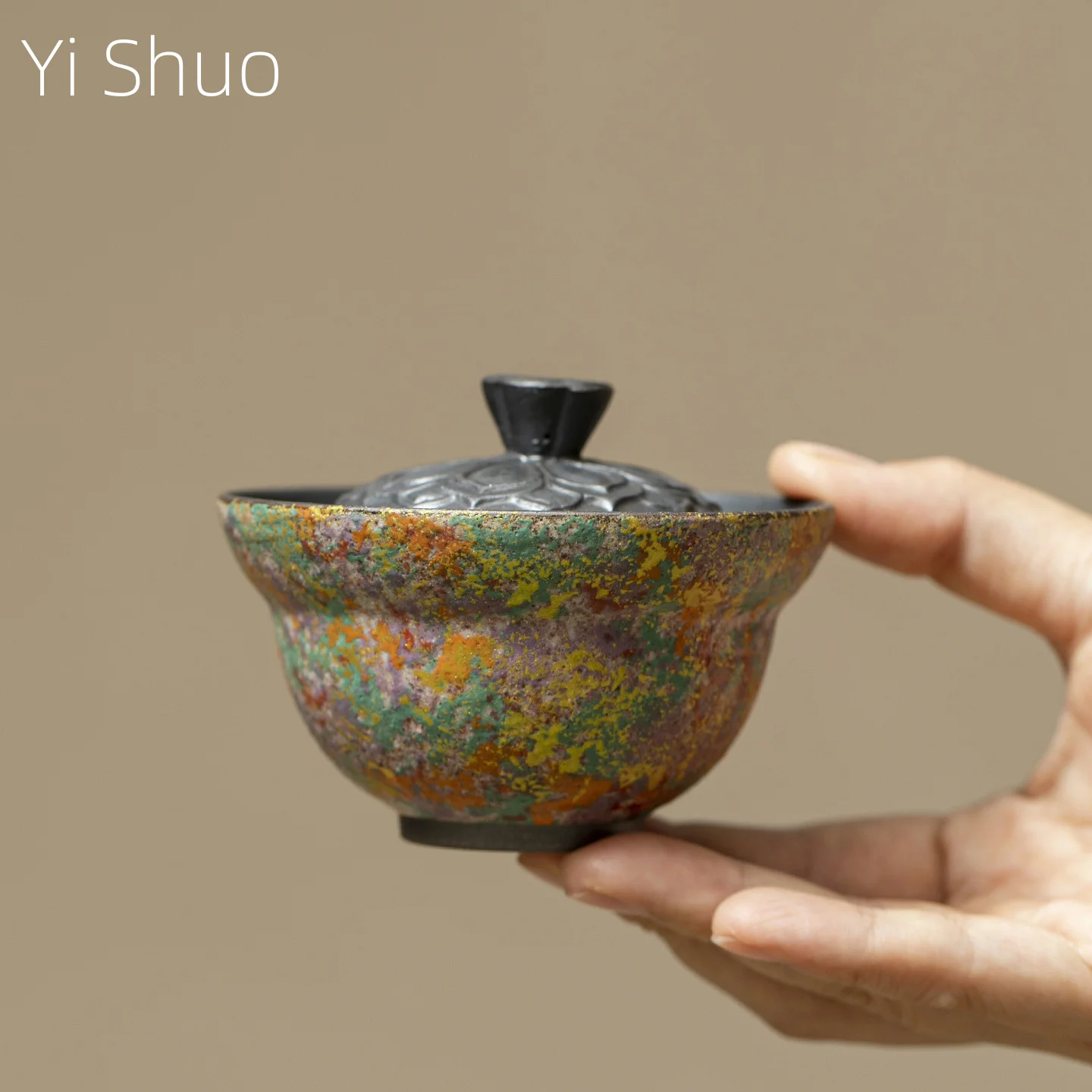 

Керамическая креативная неожоговая чайная чаша ручной работы для домашнего использования с красочной необработанной минеральной чайной чашкой Гайвань