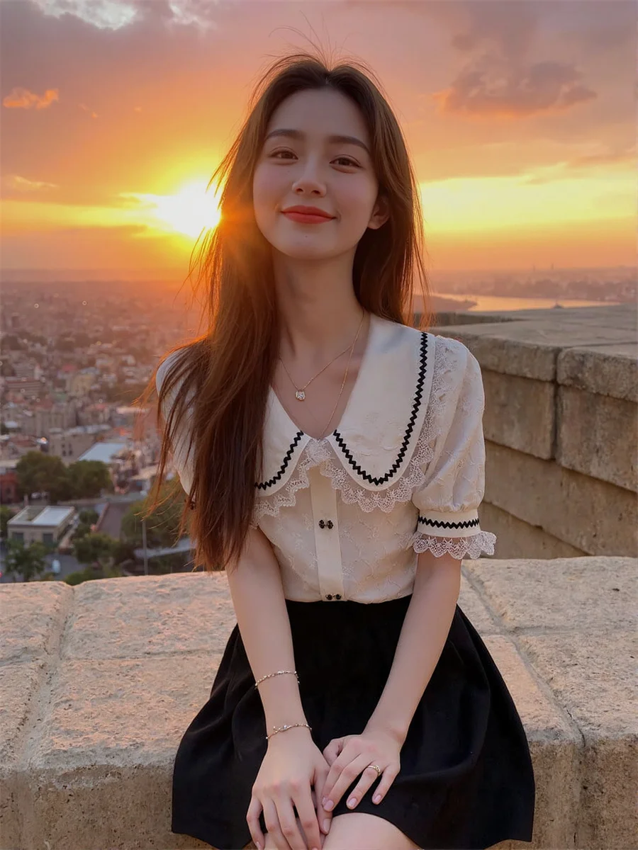 Camisas de renda fofas para mulheres blusas de algodão roupas femininas primavera sólida subcultura outono designs seda pena lantejoulas chinês ol