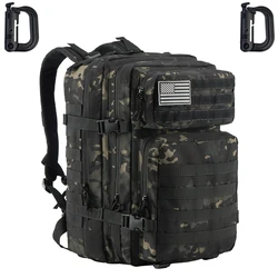 45L Outdoor Backpack Large 3 Day Assault Pack Molle Bag Rucksack Bug Out Bag for Camping Hunting Hiking With  2 D-Ring