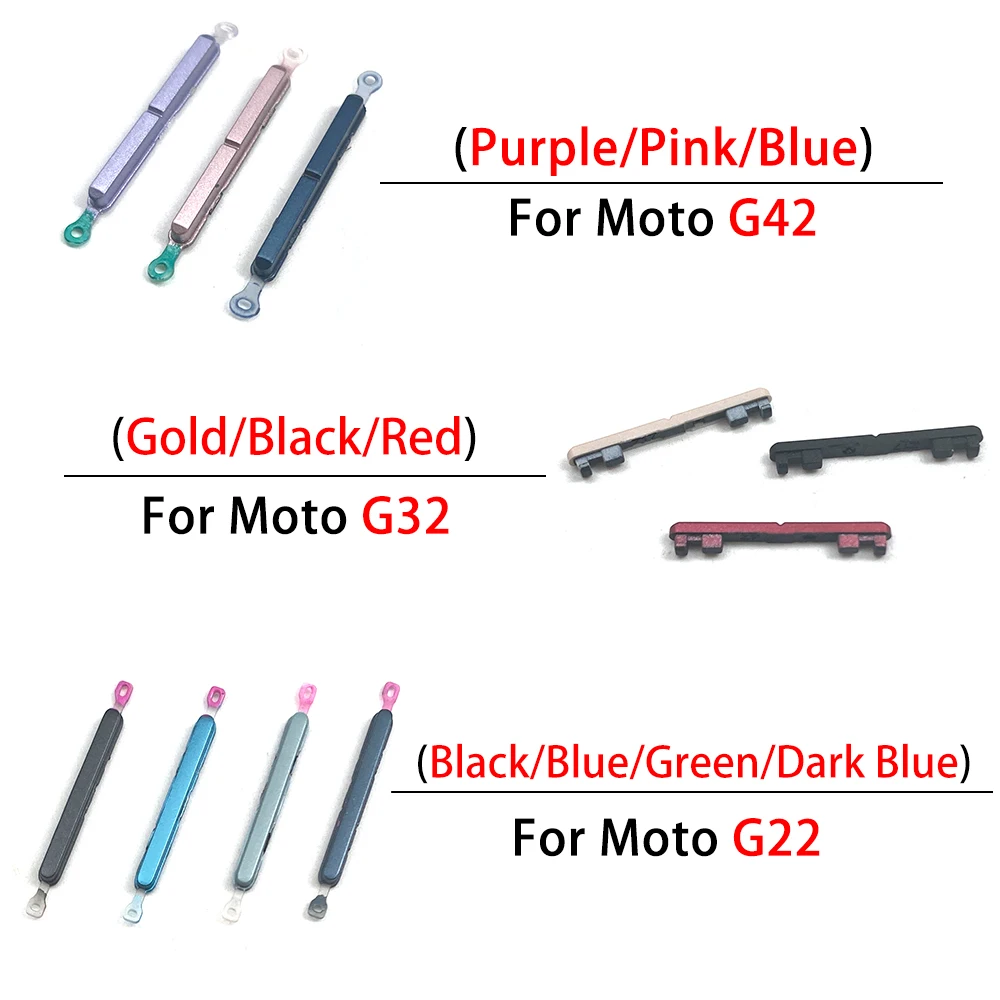 Para moto g82 g72 g62 g42 g32 g22 g botão de volume lateral puro + botão liga/desliga conjunto de chave peça de reposição
