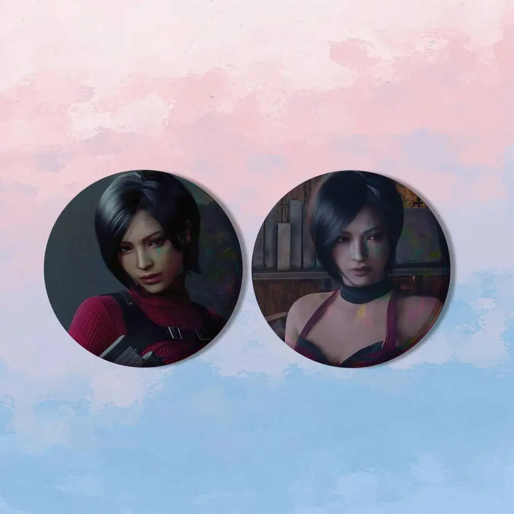 Ada Wong R-Resident E-Evil 4 HD Print Round Lapel Pins Pretty Derby 2 piece set Round Display Brooches Brooch Badges