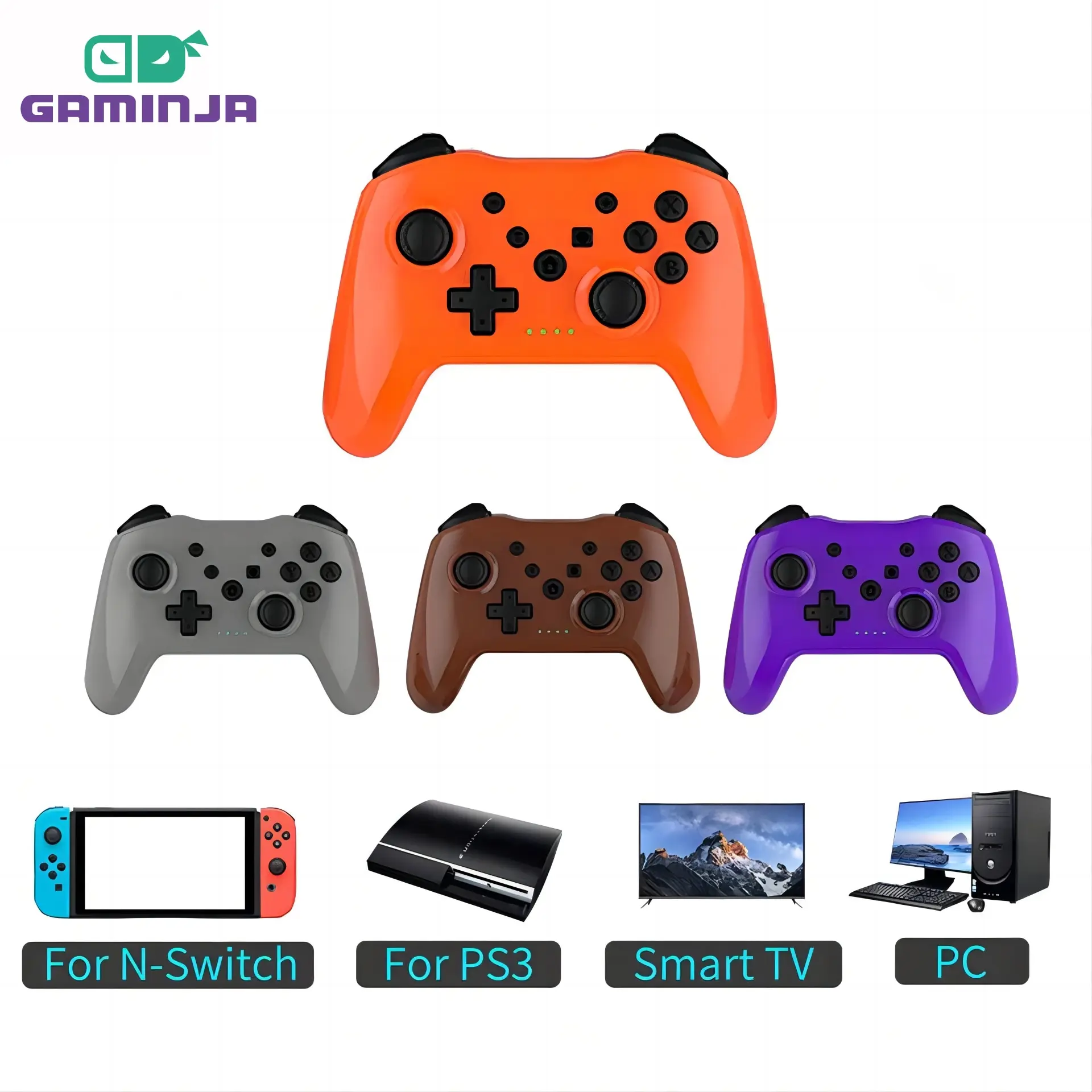 GAMINJA Wireless Gamepad BT Gaming Controller voor Nintendo Switch Lite PS3 Game Console Smart TV Box Wind 7 8 10 PC Joystick