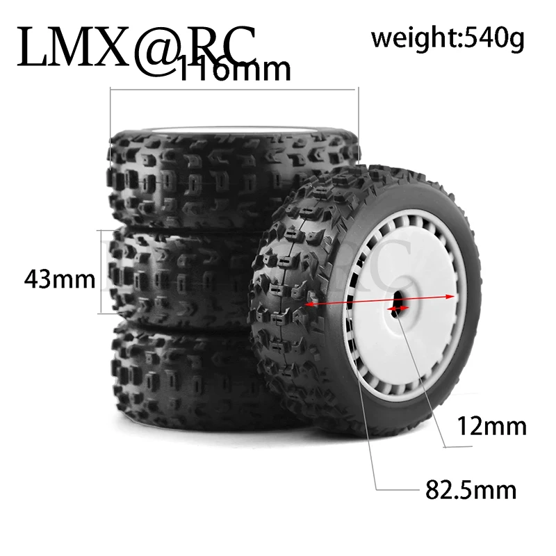 4pcs 116mm 1/8 RC Off-Road Buggy Tires Wheel 17mm Hex for ARRMA Typhon Talion Traxxas Redcat Team Losi Kyosho HPI WR8 HSP RC Car