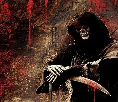 Wizard Dead Grim Reaper Sickle Skeleton Retro Blood Hippie Scared By Ho Me Lili Tapestry Wall Hanging Art Blanket For Home Decor