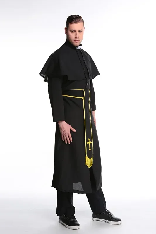 Man Halloween Party Nun Costumes Female Pastor Clothes Man Classic Priest Pastor Cosplay Costume