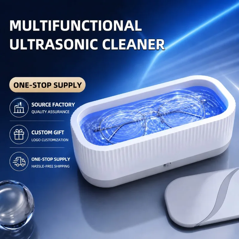 Multifunctional Mini Household Ultrasonic Cleaner Portable Eyeglasses Cleaning Machine for Watches Jewelry Dentures Contact Lens