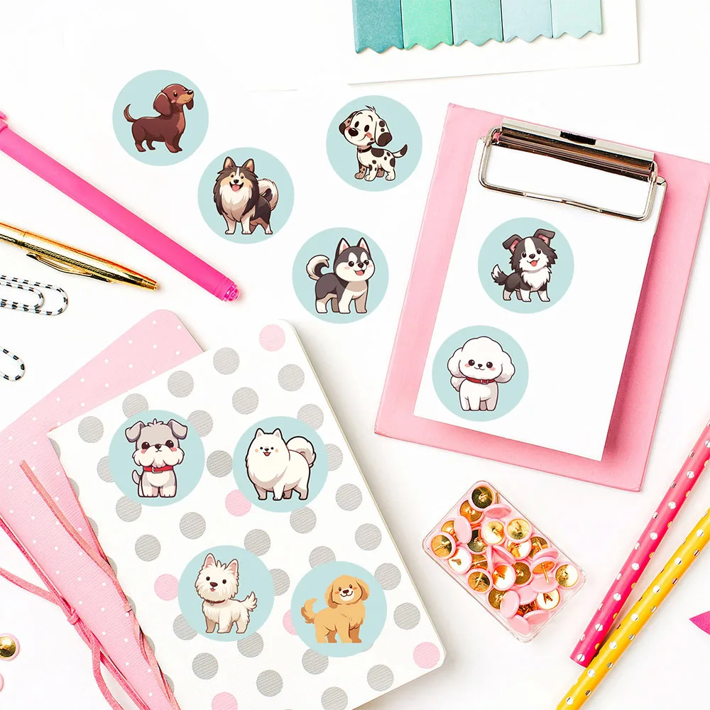 500개 귀여운 강아지 롤 스티커 창의적인 노트북 가방 오토바이 카페 자전거 장식용 스케이트보드 문구 스티커