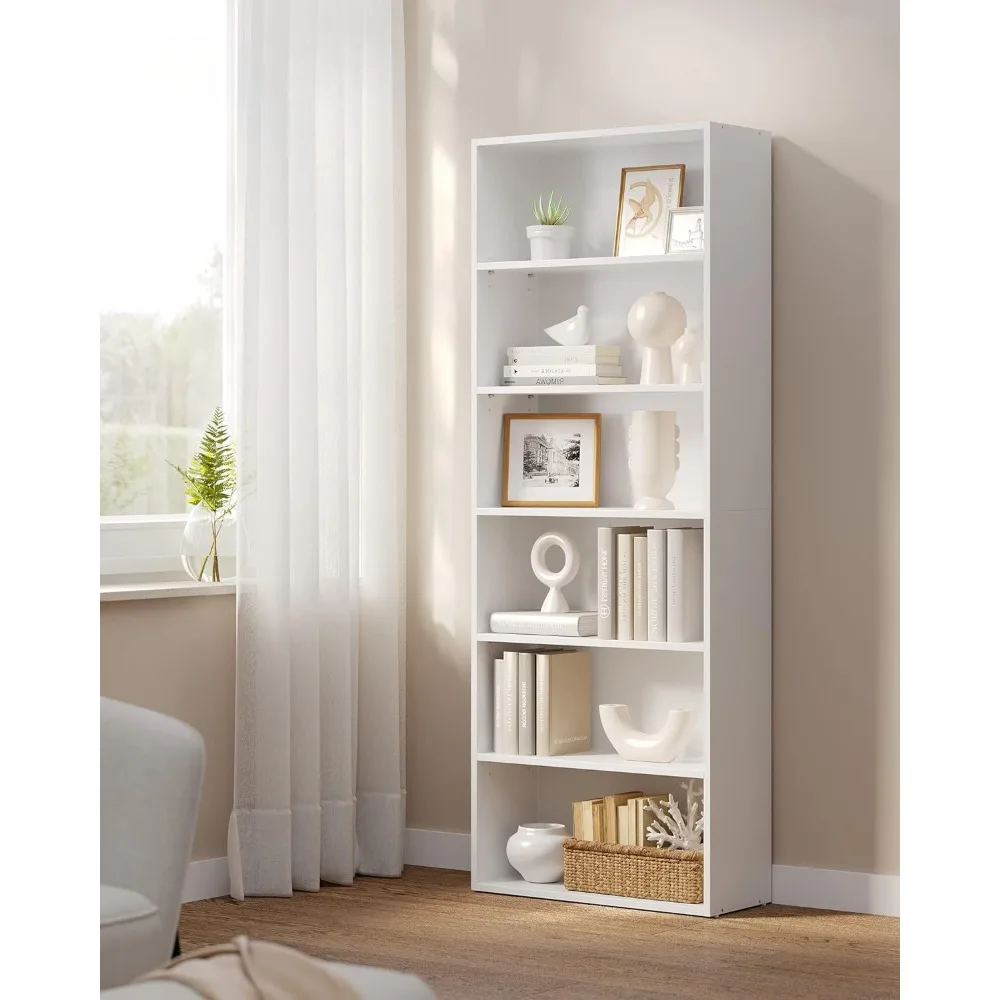 

Bookshelf, 6-Tier Open Bookcase with Adjustable Storage Shelves, Floor Standing Unit, Suitable for Living Room, Study, Bedroom