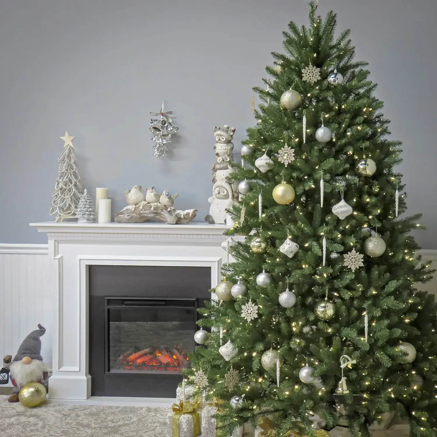 Artificial Full Christmas Tree, Green, Dunhill Fir, Includes Stand, 9 Feet