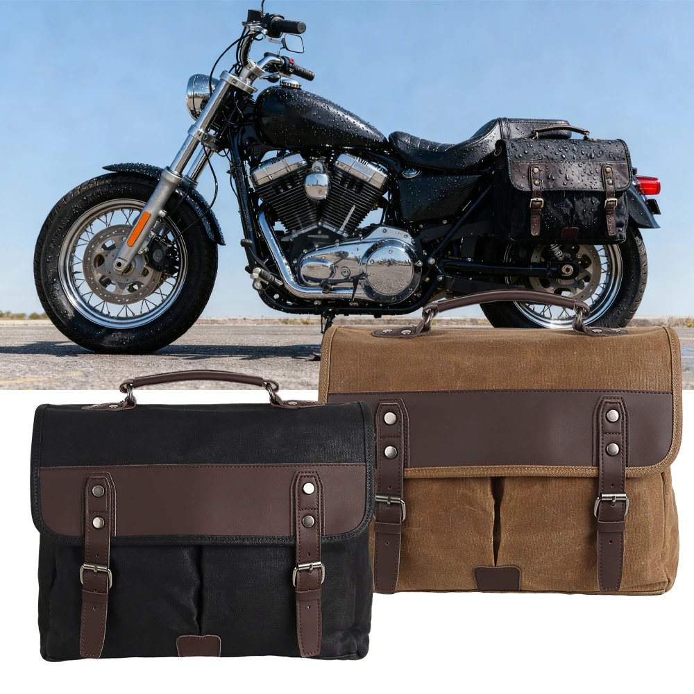 

Мотоциклетный рюкзак большой вместимости, водонепроницаемая кожаная сумка на заднее сиденье в стиле ретро, винтажные седельные сумки для мотокросса, байкерская боковая сумка