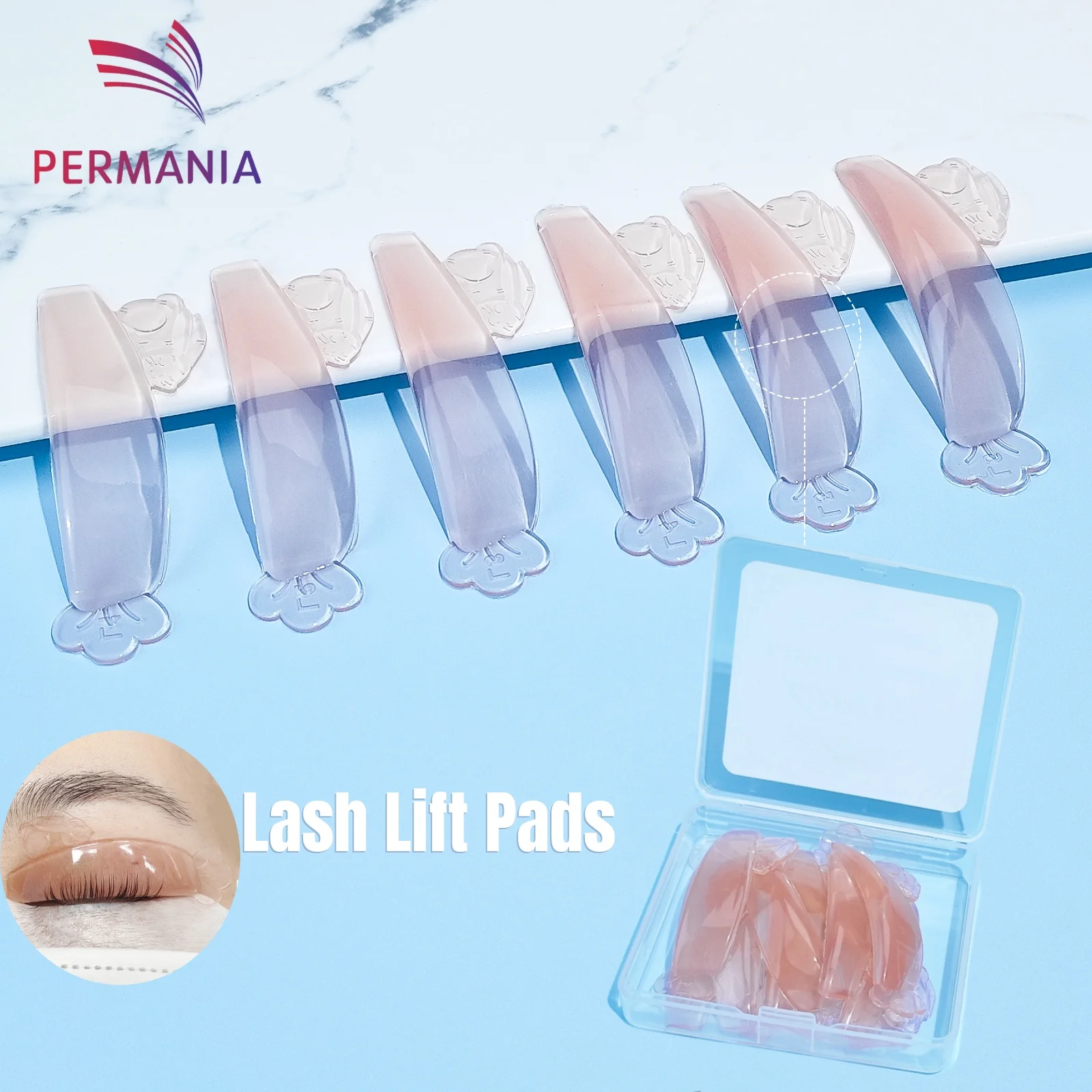 PERMANIA 6 Paar Silikon Wimpern Dauerwelle Stange Schild Klebrige Lash Lift Pad Heben 3D Wimpern Curler Zubehör Wimpern Hebe Werkzeug