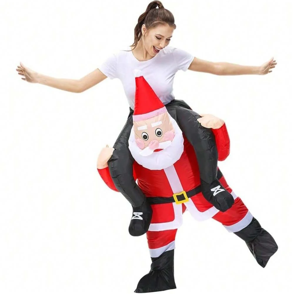 Disfraz inflable de Papá Noel para montar, traje de Papá Noel inflable para montar, divertido disfraz de cosplay navideño para fiestas y disfraces.