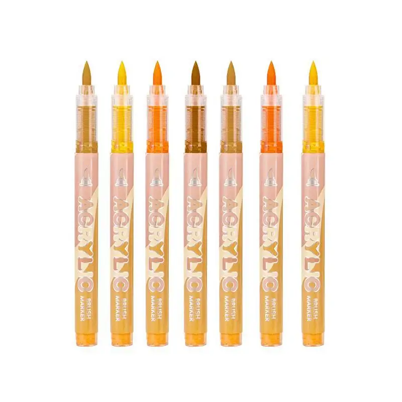 〔CCA13〕12 Colors Soft Brush Tip Acrylic Markers 7 Color Systems For Anime Drawing DIY Rock Halloween Gift Art Supply