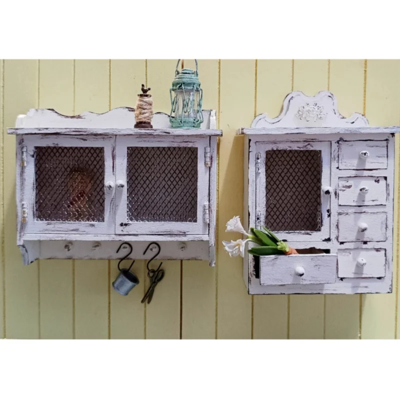 Mini Model Doll House Furniture Accessories Wooden Vintage Wall Cabinet Garden Decor Bjd Ob11 Gsc Blyth Soldier Lol Scene Prop