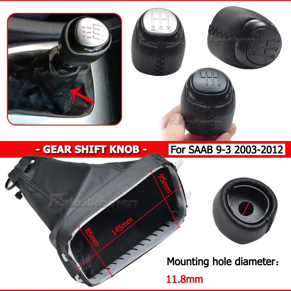 5/6 Speed Car Gear Shift Knob For SAAB 93 9-3 SS 2003-2012 Leather Gaiter Boot Cover Case Lever Shifter Car Styling Accessories