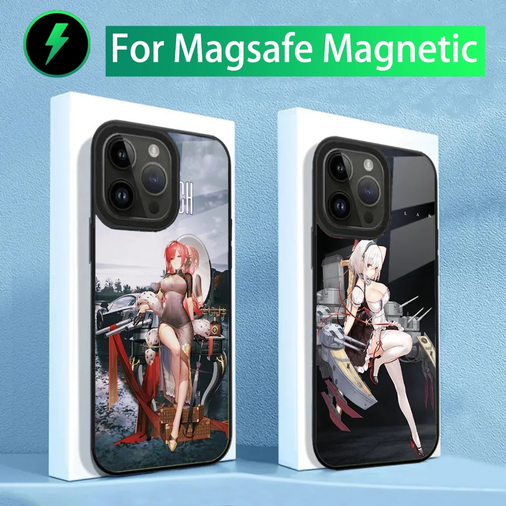 Game Phone Case For iPhone 16,15,14,13,12,11,Plus,Pro,Max Mini Magsafe A-Azur Lane Magnetic Wireless Charging