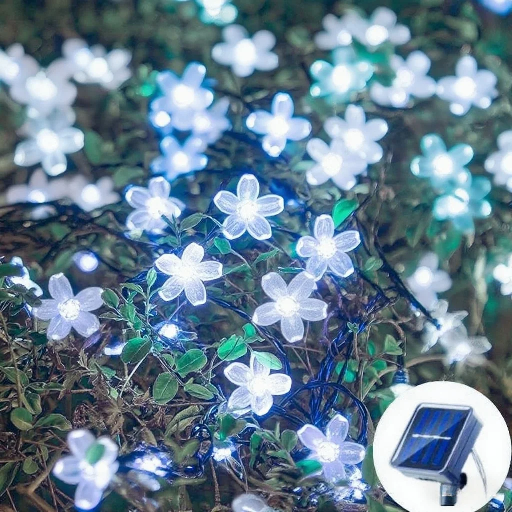 Solar Cherry Garden Blossom Flower Lights Slingers Lichtslingers Solar Outdoor Waterdichte Gazon Pathway Kerstdecoratie Lamp