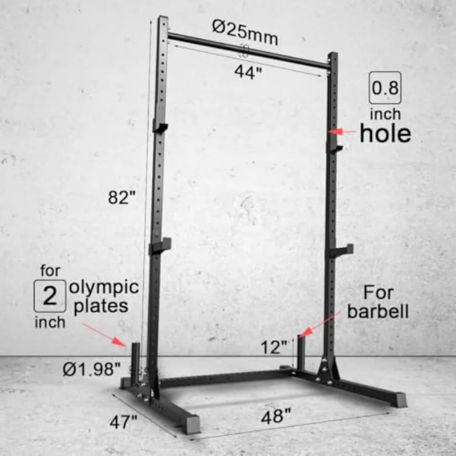 رف طاقة القرفصاء للاستخدام في صالة الألعاب الرياضية المنزلية في رفع الأثقال وكمال الأجسام وتدريبات القوة بسعة وزن 800 رطل للأمان