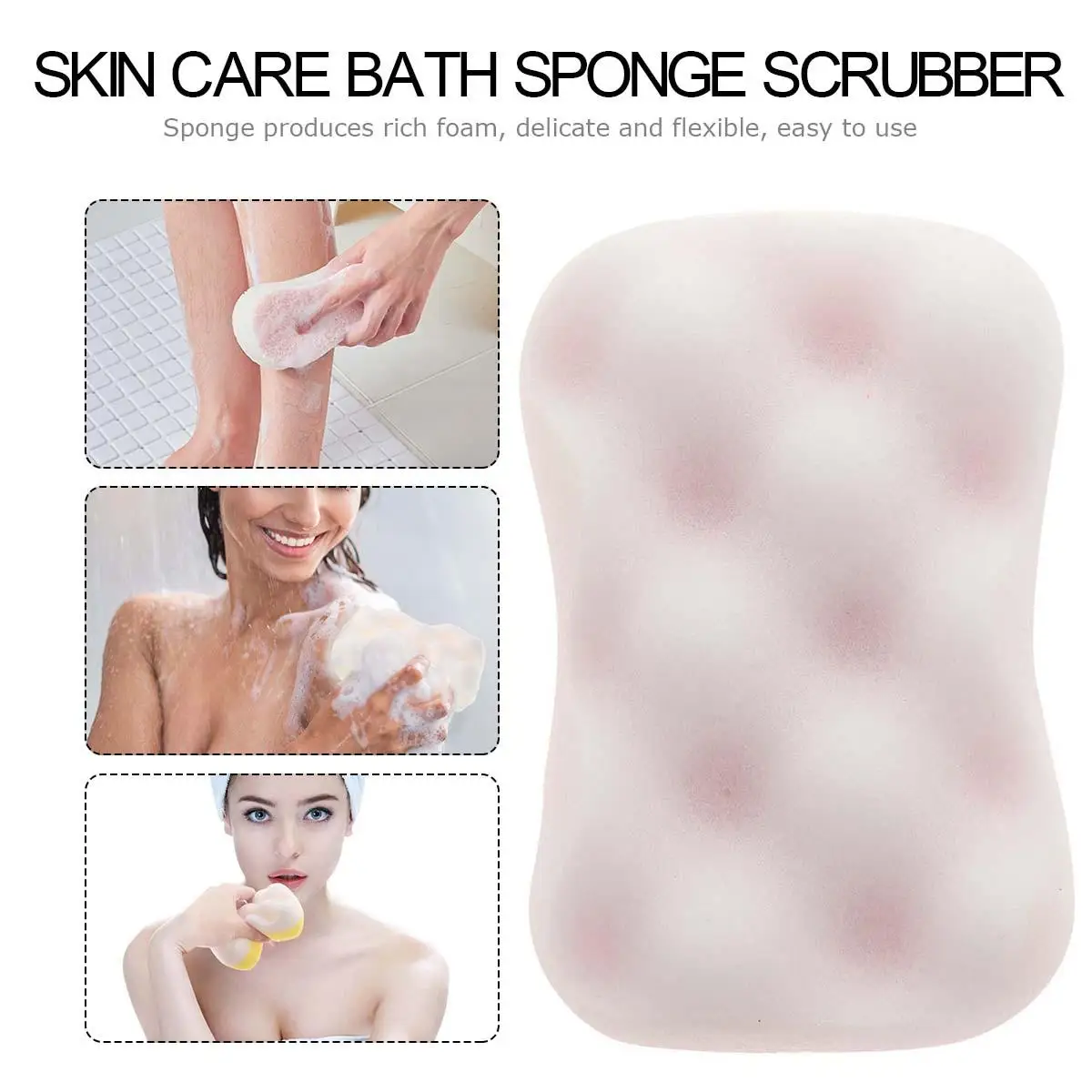 

4 Pcs Exfoliating Bath Sponge Scrub Non Slip Mat Sponges Scrubbers Soft Comfortable Bath Ball Durability Long Lasting