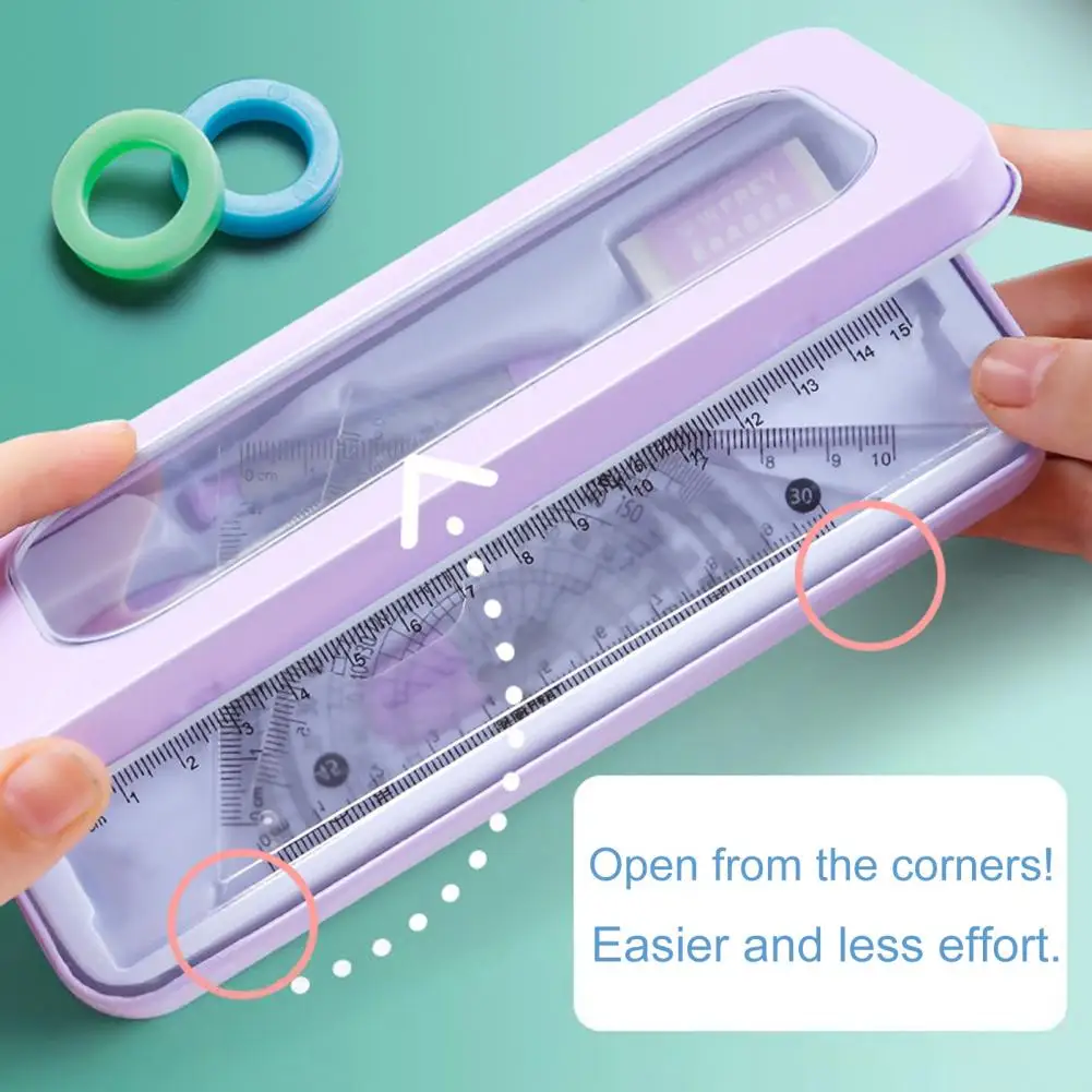 7Pcs/Set Ruler Compass Student Rulers Protractor Drawing Compass Stationery Rulers Mathematical Compass School Supplies