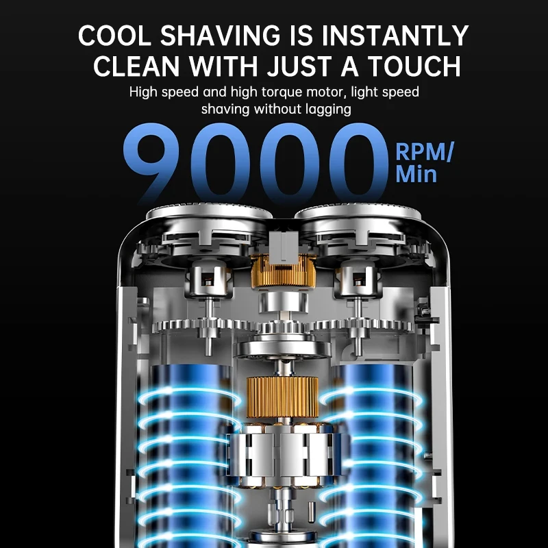 Mini Smart Shaver Dual Blade Beard Trimmer Digital Display for Home Car Travel Portable Grooming
