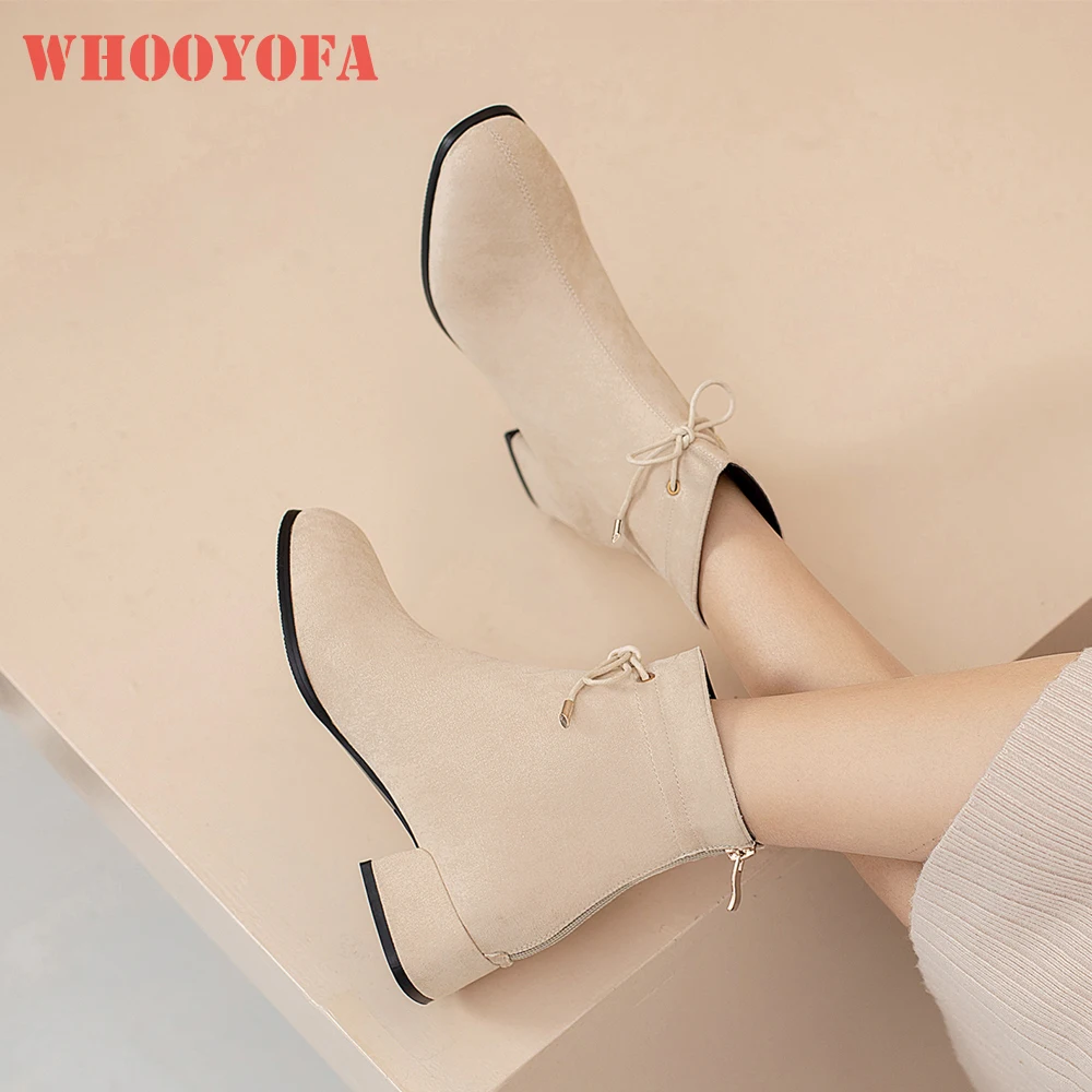 2026 Autumn Fashion Women Ankle Chelsea Boots 4CM Med Square Heel Office Lady Daily Shoes Large Small Plus Size 11 32 46 48