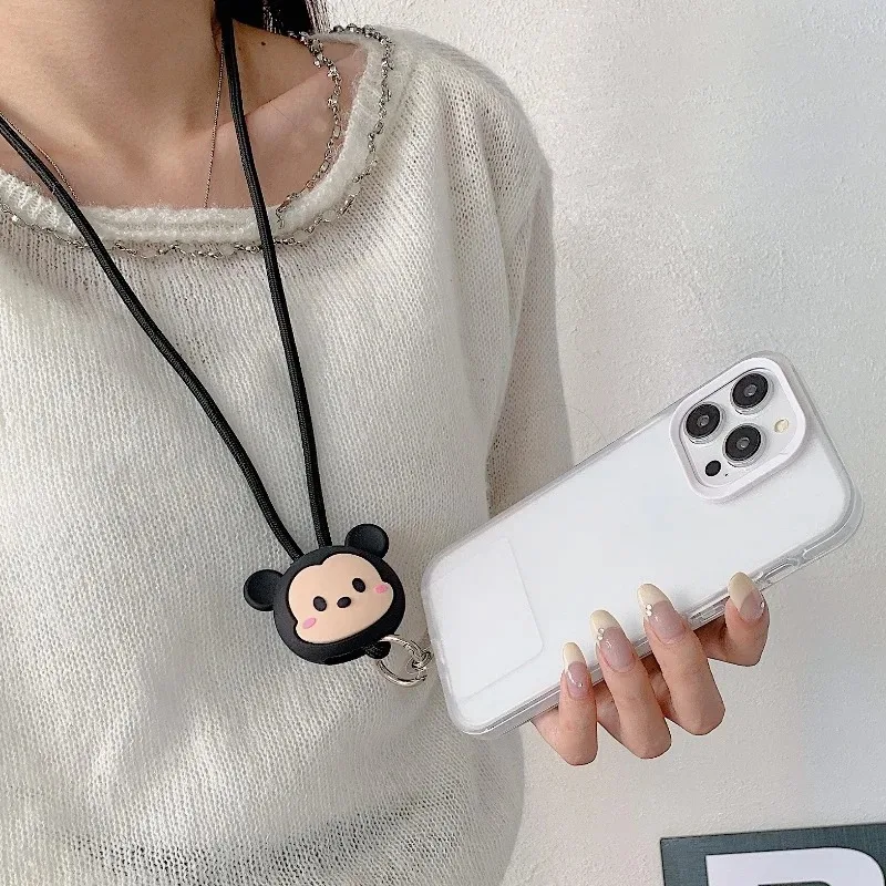 

Stitch Mobile Phone Lanyard Mickey Mouse Cartoon Pendant Kawaii Anime Figure Phone Case Rope KeyChain Decoration Anti-lost Gifts