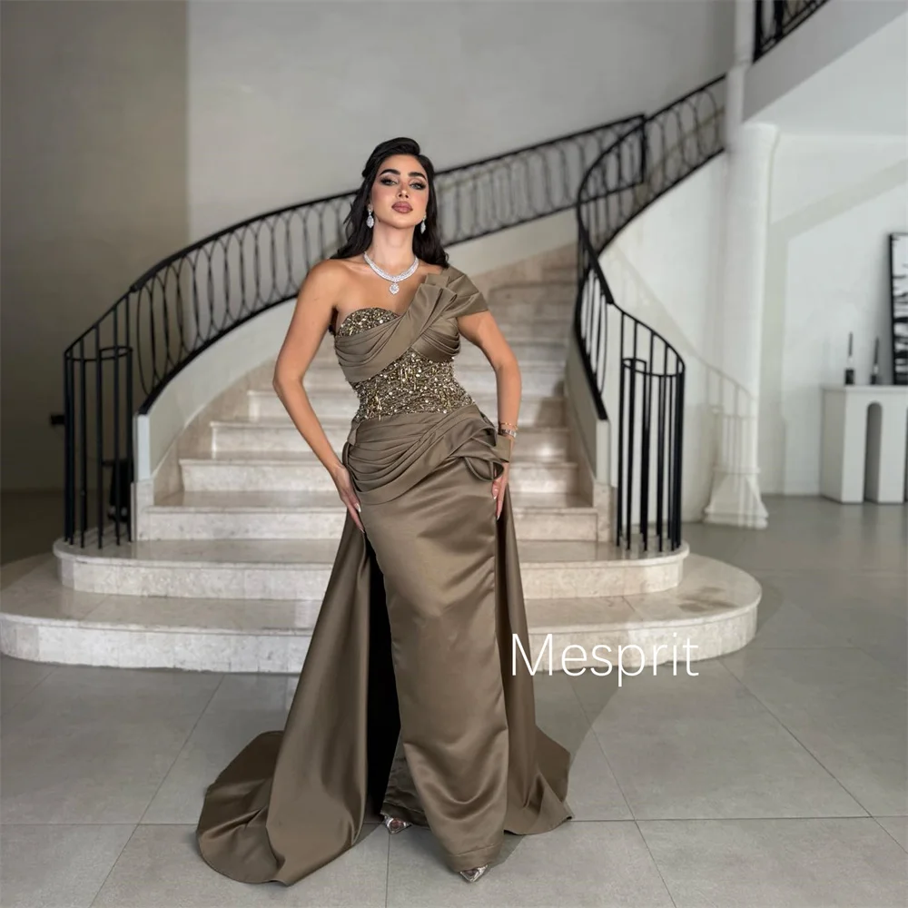 Abiti lunghi monospalla con paillettes a pieghe Charmeuse alla moda personalizzati Abiti per occasioni su misura Taglie disponibili