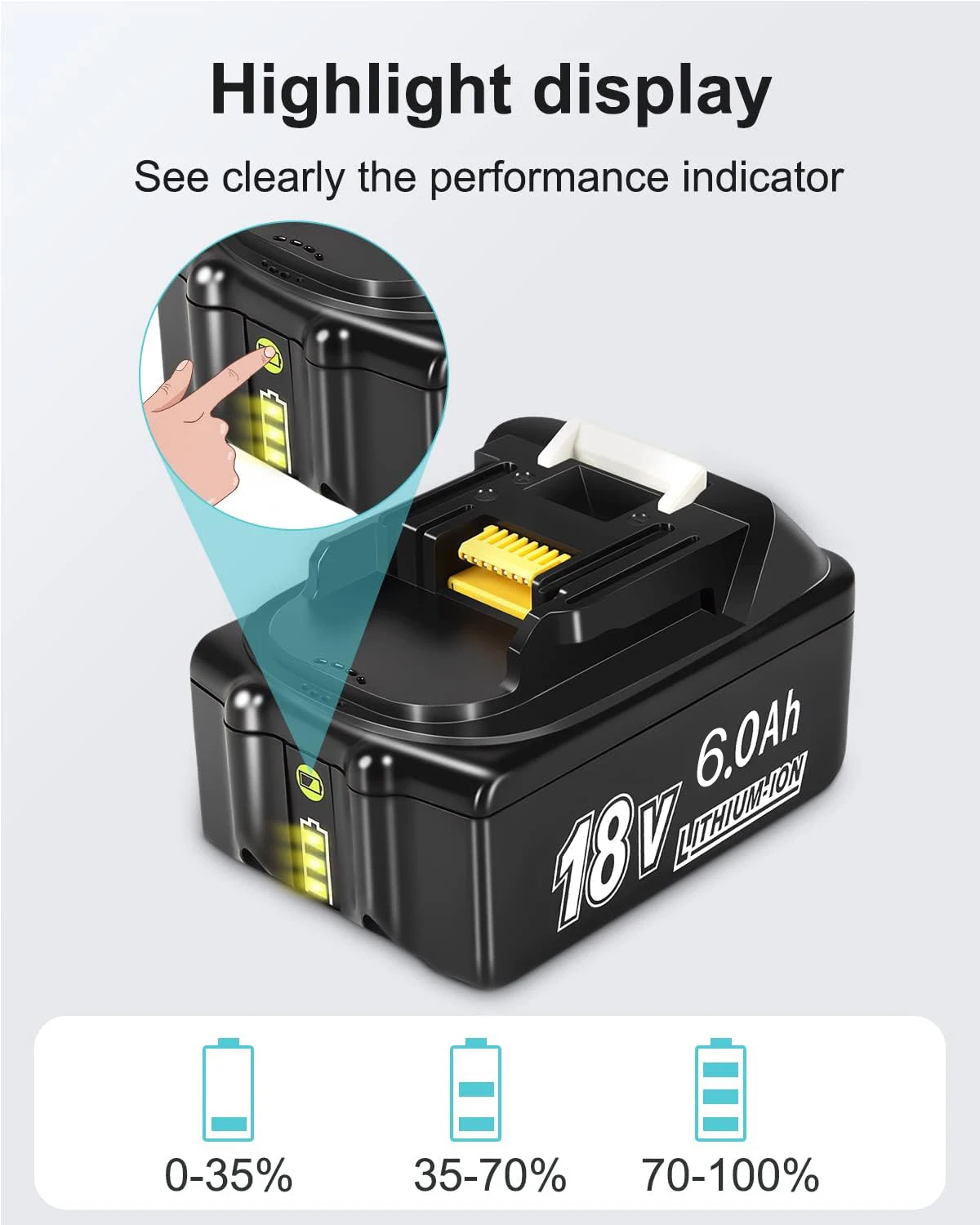 Imagem -03 - Bateria Recarregável de Iões de Lítio para Makita Chave de Fenda Bl1860 Bl1830 Bl1850b Lxt400 18v