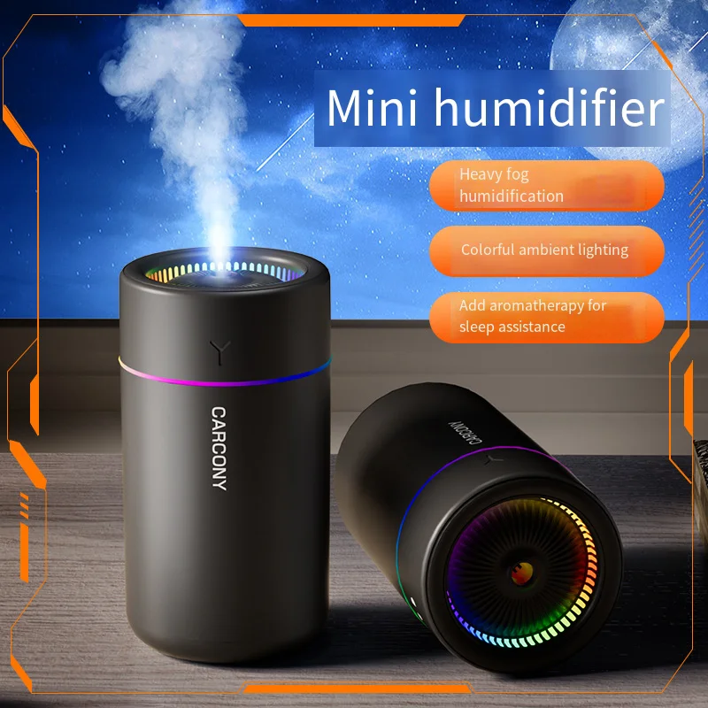 280ML Air Humidifier Large Fog Volume Colorful Atmosphere Light Silent Aroma Diffuser Essential Oils Aromatherapy for Home Car