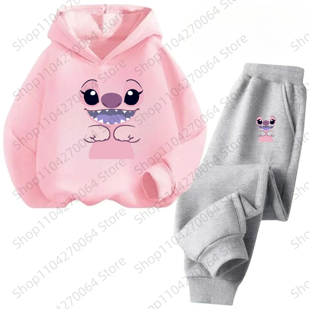 2025 Cartoon Stitch New Long Sleeve Fashion for Kids with Unique Design Spring Autumn Versatile Style Kawaii Sweatshirt Set