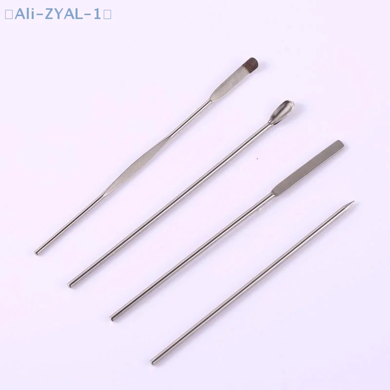 【ZYAL-1】4 قطعة مسمار الفن اثارة قضيب أداة الفولاذ المقاوم للصدأ مسحوق السائل هلام البولندية ملعقة ملعقة الأساس خلط أداة