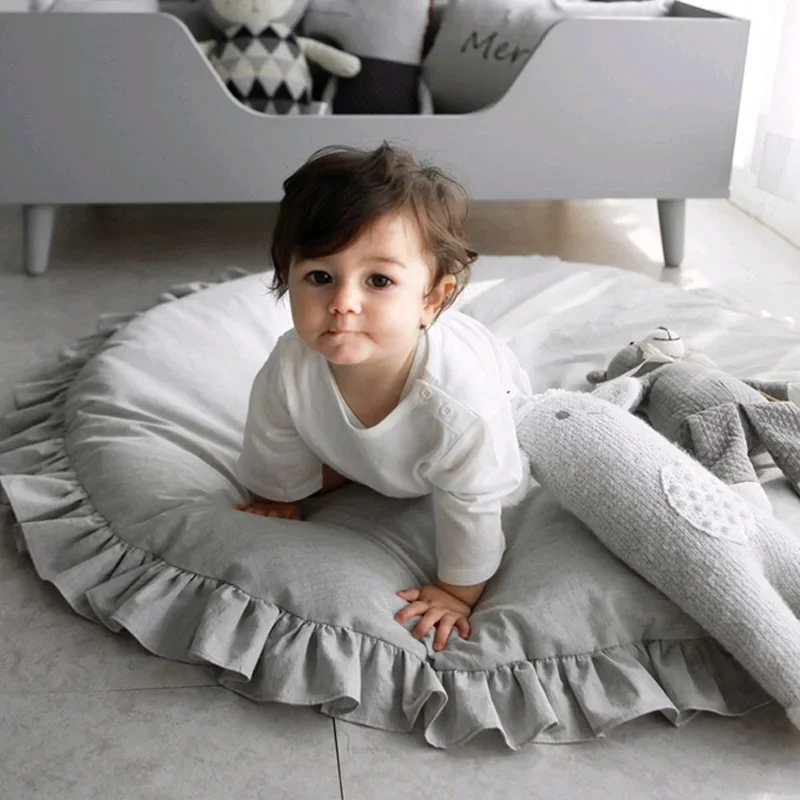 Baby Play Mats Round Soft Cotton Padded Newborn Crawling Mat Infant Play Carpet Girl Boy Kids Room Floor Rugs Nordic Decoration