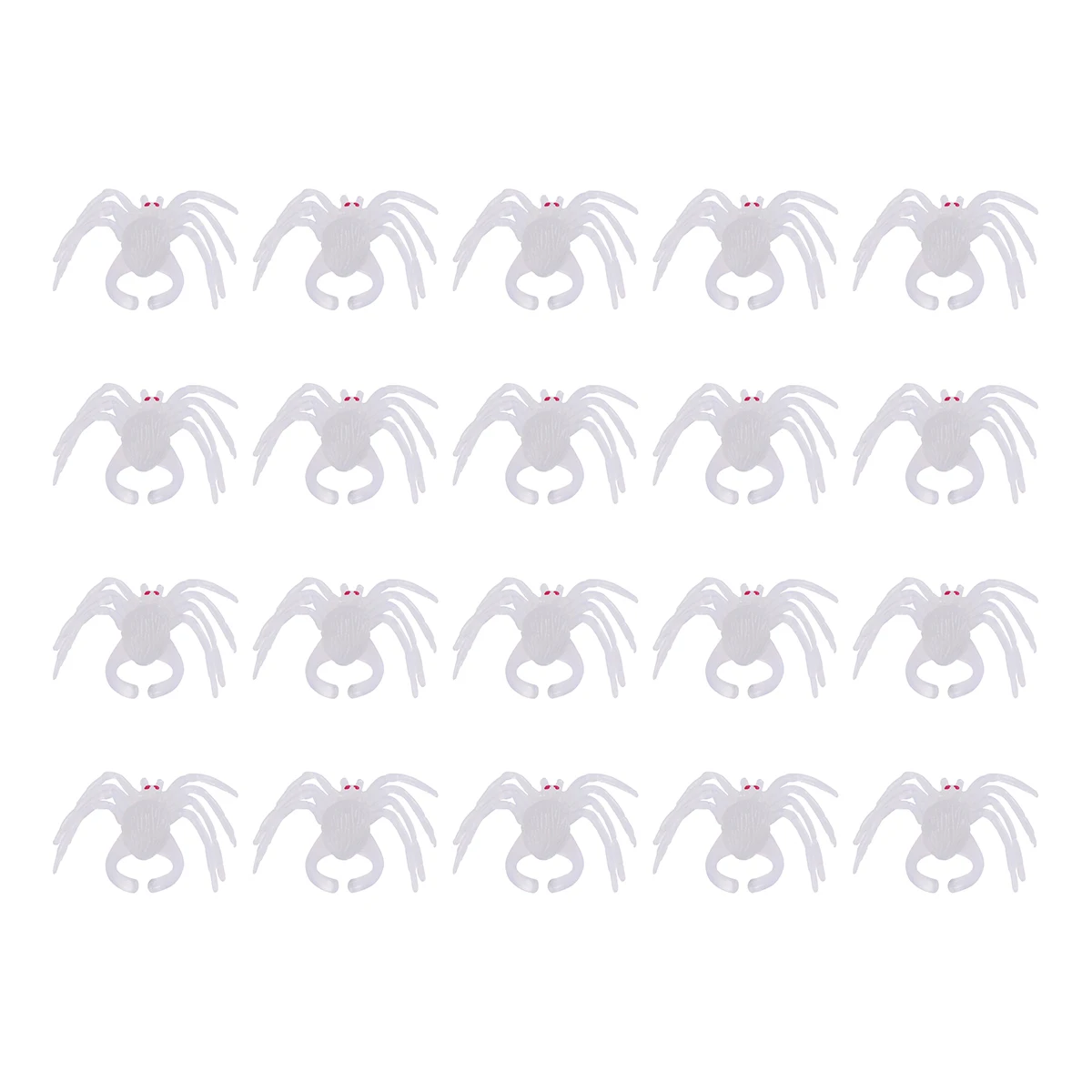 

20 PCS Glowing Spider Toy Luminous Ring The Ornaments Halloween Party Toys White