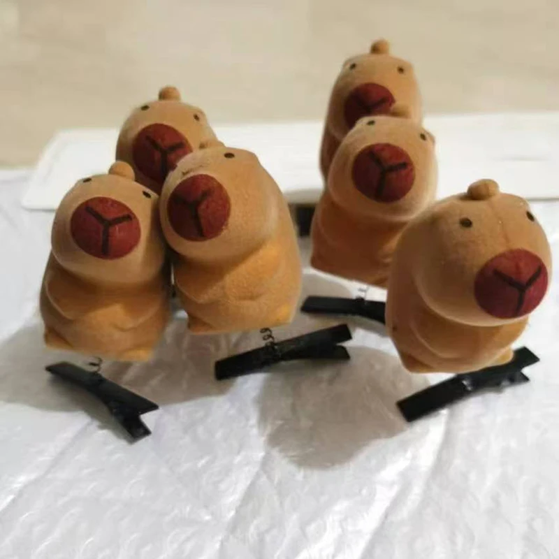 1pcs Cartoon Funny 3D Capybara Plush Hairpin Fashion Animal Lovely Capybara Hair Clip Accessories Headwear Party Favors