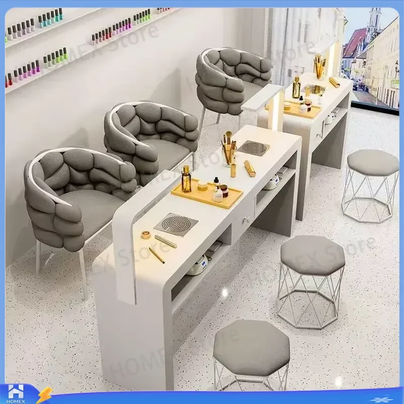 Professional Manicure Table Nail Desk Salon Furniture Beauty Station with Corner Rest Tech Design for Nail Technician