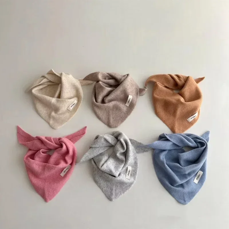 Winter Kids Triangle Scarves Boy Girl Warm Cashmere Scarf Baby Neck Cover Children Shawl Solid Color Woolen Knit Neckerchief