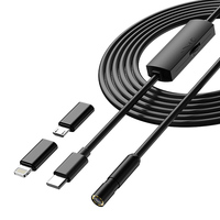 3 in 1 Phone Connect Endoscope for iPhone/Type-C/Android Borescope Camera 5.5mm 8mm 1080P HD IP67 Inspection Camera for Piping