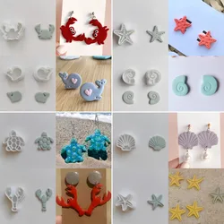Mini Starfish Turtle Whale Shell Crab Conch forma di corallo stampi in argilla polimerica stampi da taglio taglierine in argilla per gioielli orecchini fai da te
