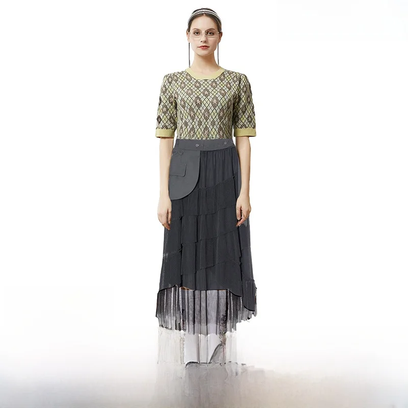 الرجعية الأزهار جولة Ne سليم صالح سبعة Sve محبوك سترة للنساء تخفيف Sle طويلة Sve القطن البوليستر النايلون مزيج #1