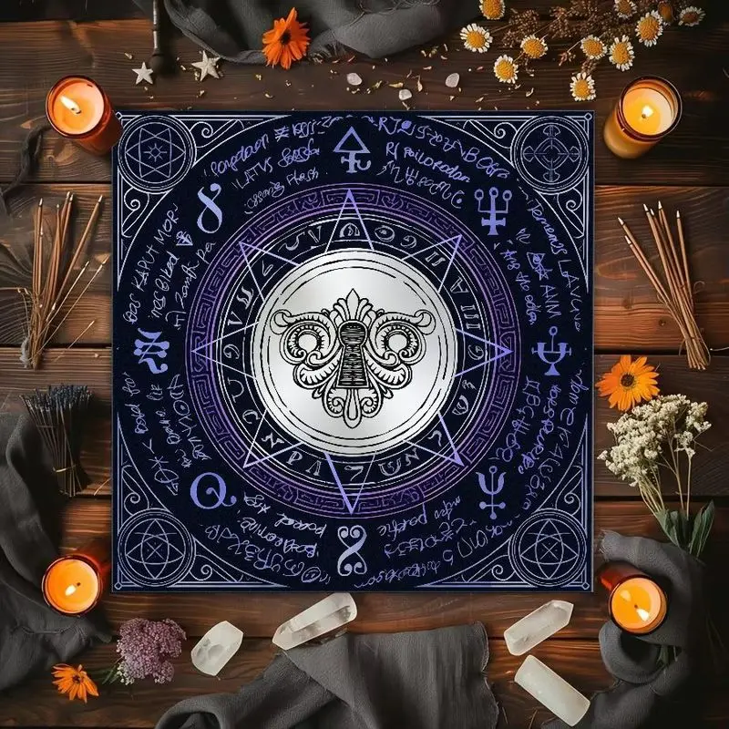 VIKAMA Tree of Life Pentagram, Triple Moon Phase Meteor Altar Cloth Tarot Card Tablecloth Wicka Divination Meditation Decoration