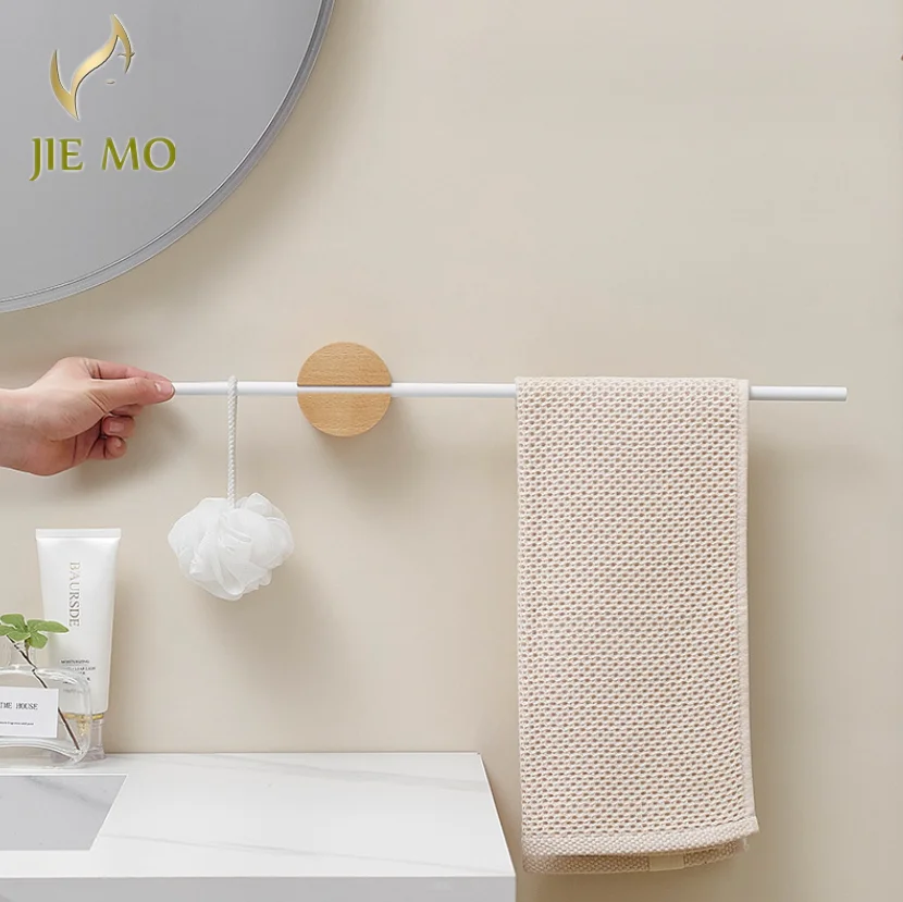 Log bathroom towel bar wall mount bathroom hanger Creative towel rack Mobile single pole beech balance bar