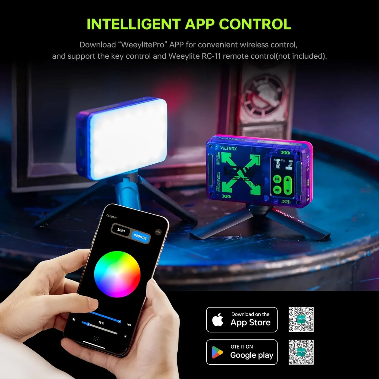 2026 New VILTROX Magnetic RGB Video Light 360 Full Color Portable LED Camera Light Panel with APP Control/Cold Shoe Mounts/CRI 9