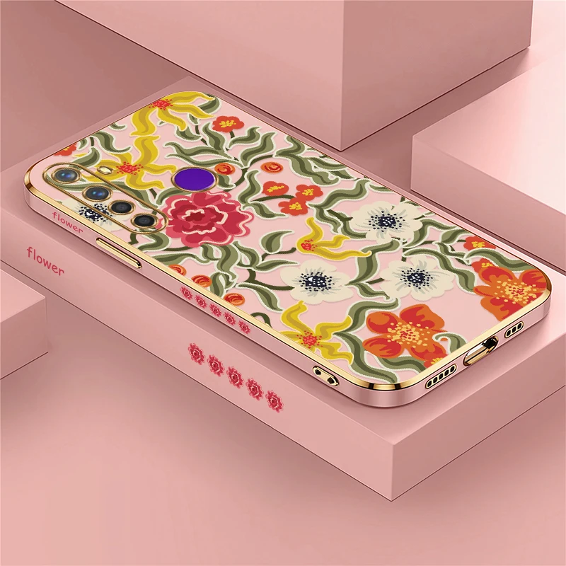 Противоударный чехол для телефона OPPO Realme Note 60 GT Master Neo 3 2 Pro X7 Pro V25 V13 V5 Q5 Q3i с цветочным узором