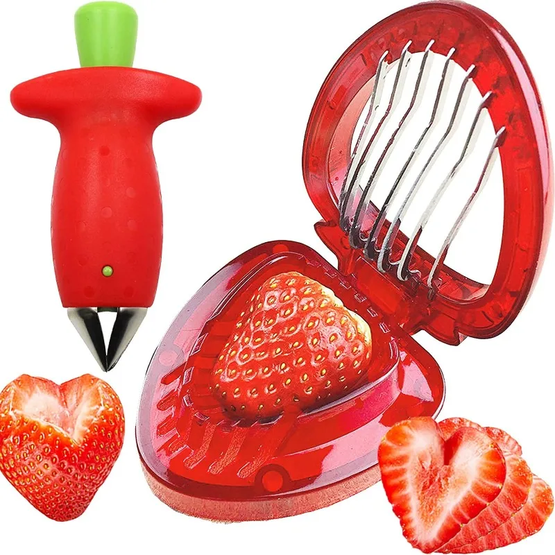 1PC Strawberry Huller Stem Remover And Strawberry Slicer Set Potatoes Tomato Corer Slicer Stainless Steel Kitchen BHL2120-FRO view 2