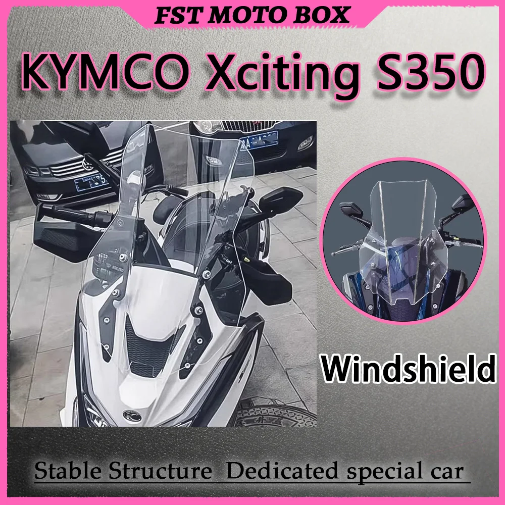 FOR Kymco Xciting S350 UV-Resistant Protective Coated Enlarged And Wider Straight Windshield Resistant to Yellowing Motorcycles